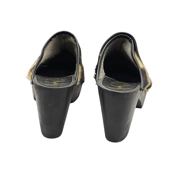 CAPE CLOGS  Swedish Black and Tan Cowhide Upper Wooden Heel Clogs Size 40 (US 9) - Picture 8 of 9